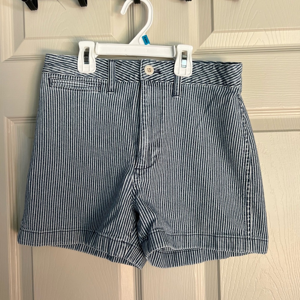 Madewell Blue and White Striped Women Shorts